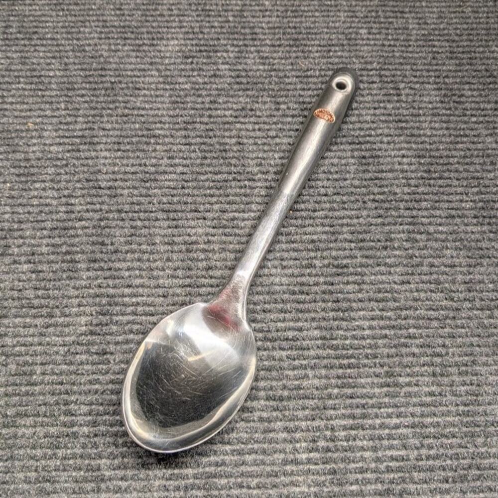 Revere Ware Stainless Steel Solid Serving Spoon 13" Vintage Black Handle